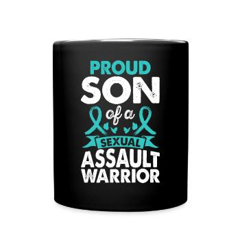 Son of sexual assault Warrior Awareness - Full Colour Mug - black - Front