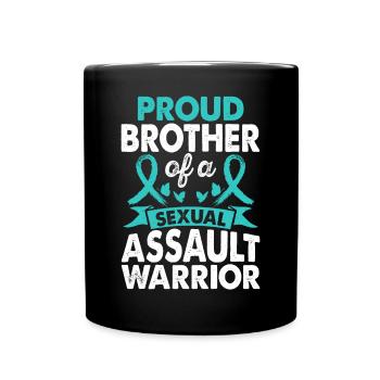 Brother of Sexual Assault Warrior Awareness - Full Colour Mug - black - Front