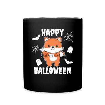 Fox Happy Halloween Costume de Fantôme Citrouille - Mug uni - noir - Devant
