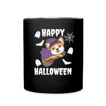 Corgi Joyeux Halloween Sorcière Enfants Sorcière Costume de Sorcière - Mug uni - noir - Devant