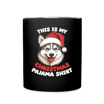 Husky Noël Pyjamas Chiens - Mug uni - noir - Devant