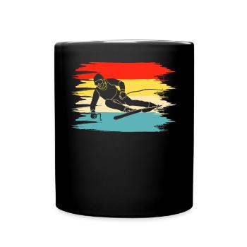 Ski Skifahren Skifahrer - Tasse einfarbig - Schwarz - Vorne