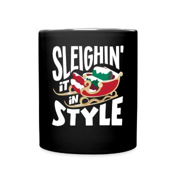 Sleighin' it in style DJ Xmas Hip Hop Rapper - Tasse einfarbig - Schwarz - Vorne