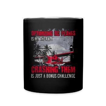 Optimizing RC planes is my Therapy Model Airplane - Full Colour Mug - black - Front