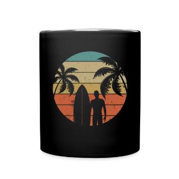 Vintage Surfer Retro Surfing Beach Surf - Full Colour Mug - black - Front