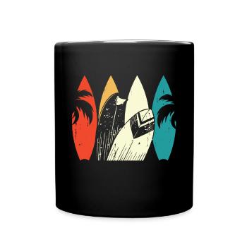 Vintage Surfer Retro Surfing Beach Surf - Full Colour Mug - black - Front