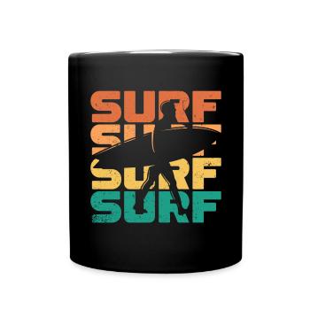 Vintage Surfer Retro Surfing Beach Surf - Full Colour Mug - black - Front
