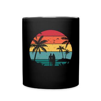 Vintage Surfer Retro Surfing Beach Surf - Full Colour Mug - black - Front