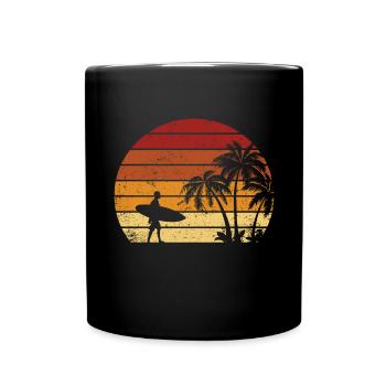 Vintage Surfer Retro Surfing Beach Surf - Full Colour Mug - black - Front