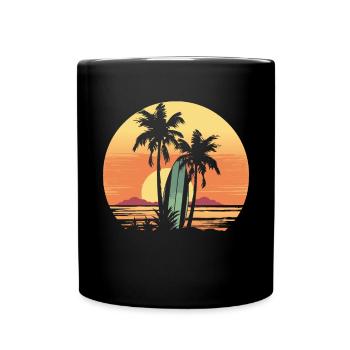 Vintage Surfer Retro Surfing Beach Surf - Full Colour Mug - black - Front