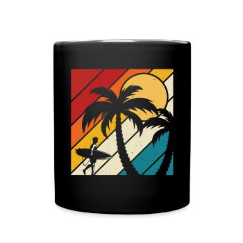 Vintage Surfer Retro Surfing Beach Surf - Full Colour Mug - black - Front