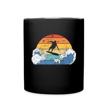 Vintage Surfer Retro Surfing Beach Surf - Full Colour Mug - black - Front