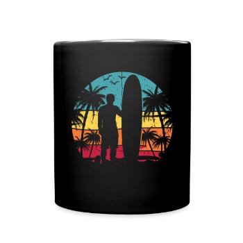 Vintage Surfer Retro Surfing Beach Surf - Full Colour Mug - black - Front