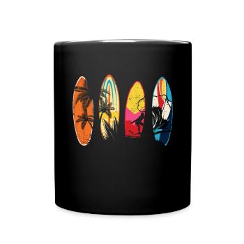Vintage Surfer Retro Surfing Beach Surf - Full Colour Mug - black - Front