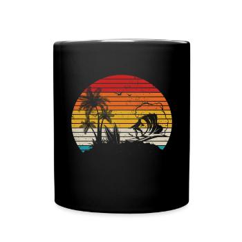Vintage Surfer Retro Surfing Beach Surf - Full Colour Mug - black - Front