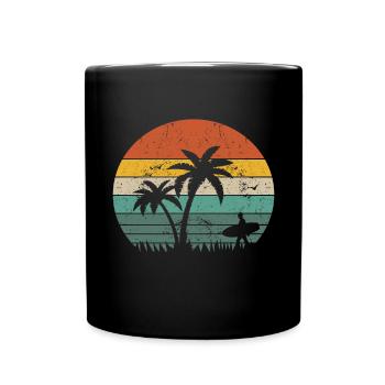 Vintage Surfer Retro Surfing Beach Surf - Full Colour Mug - black - Front