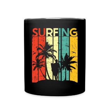 Vintage Surfer Retro Surfing Beach Surf - Full Colour Mug - black - Front
