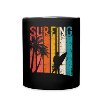 Vintage Surfer Retro Surfing Beach Surf - Full Colour Mug - black - Front