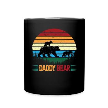 The father bear with little bears walks in the forest - Full Colour Mug - black - Front
