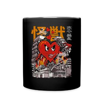 Kaiju Herz Japanisch Anime Monster Valentinstag - Tasse einfarbig - Schwarz - Vorne
