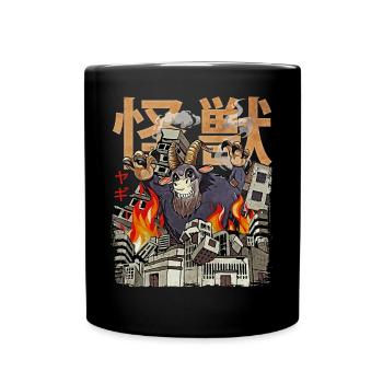 Kaiju Ziege Japanisch Anime Monster Bauernhof Tier - Tasse einfarbig - Schwarz - Vorne