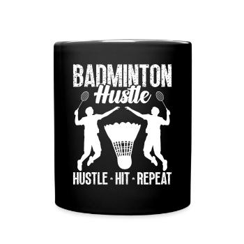 Badminton sich ins Zeug legen - Tasse einfarbig - Schwarz - Vorne