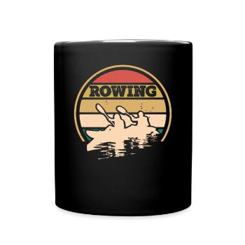 Sonnenuntergang Der Rudermannschaft - Tasse einfarbig - Schwarz - Vorne