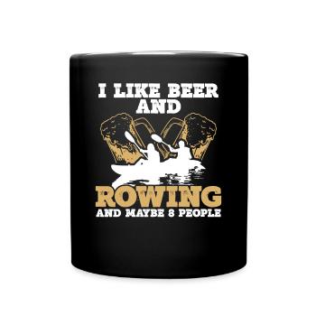 I like beer and rowing - Full Colour Mug - black - Front