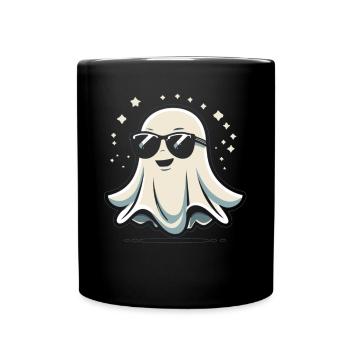 Gespenst mit Sonnenbrille - Tasse einfarbig - Schwarz - Vorne