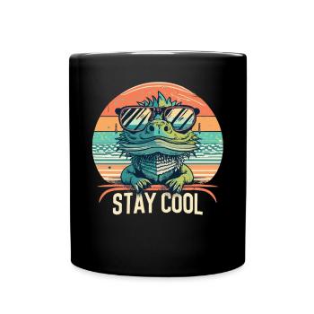 Dragon barbu vintage avec lunettes de soleil - Mug uni - noir - Devant
