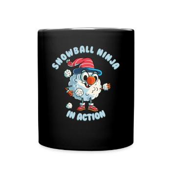 Schneeballschlacht - Snowball Ninja in Action - Tasse einfarbig - Schwarz - Vorne