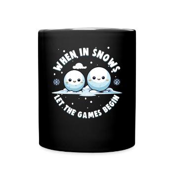 Schneeballschlacht - When it snows let the games - Tasse einfarbig - Schwarz - Vorne
