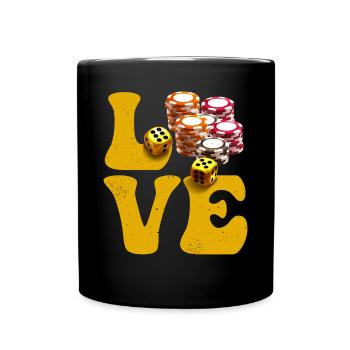 Casino Gambling Player Poker Chips LOVE - Mug uni - noir - Devant