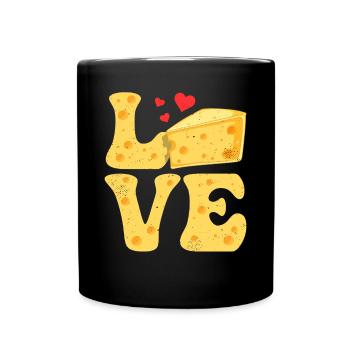 Käse Gouda Feta Cheddar LIEBE - Tasse einfarbig - Schwarz - Vorne