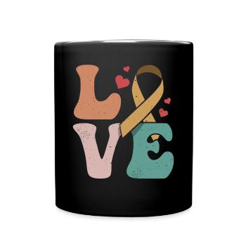 Chemotherapy Radiation Chemo Survivor Ribbon LO - Full Colour Mug - black - Front