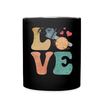 chainsaw arborist woodworker lumberjack LIE - Full Colour Mug - black - Front