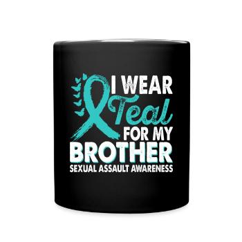 Wear teal for the Brother Sexual Assault - Full Colour Mug - black - Front