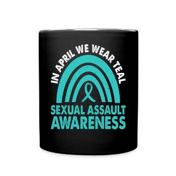 En avril, nous apportons un soutien bleu-vert pour - Mug uni - noir - Devant