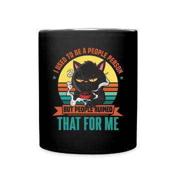 Introvertierte Katze, ich war früher ein geselliger Mensch - Tasse einfarbig - Schwarz - Vorne