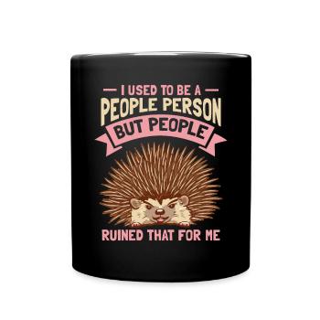 Igel Früher war ich ein geselliger Mensch - Tasse einfarbig - Schwarz - Vorne