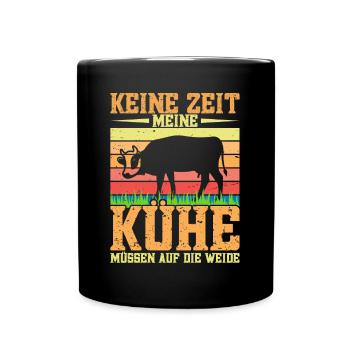 Kuhbauer Kühe melken Landwirt Bauer Traktor Acker - Tasse einfarbig - Schwarz - Vorne
