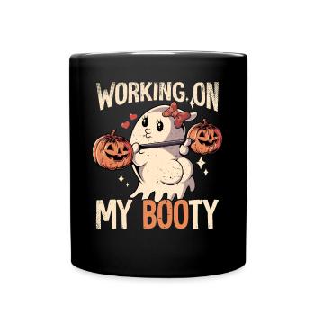 Working On My Booty Halloween - Tasse einfarbig - Schwarz - Vorne