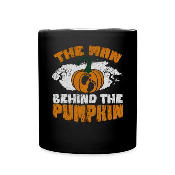 The Man Behind The Pumpkin Halloween Pregnant - Full Colour Mug - black - Front