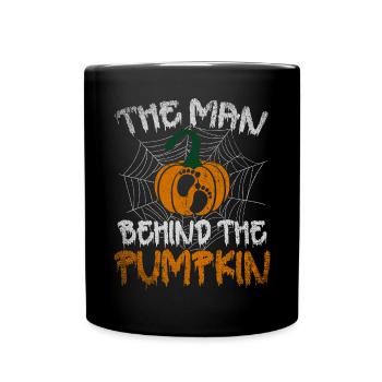 L’homme derrière la citrouille Halloween enceinte - Mug uni - noir - Devant