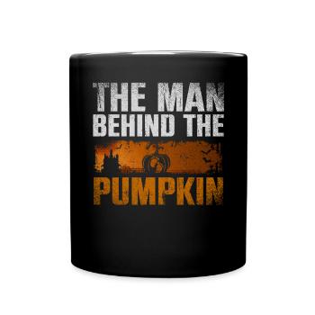 The Man Behind The Pumpkin Halloween Pregnant - Full Colour Mug - black - Front