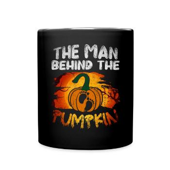 The Man Behind The Pumpkin Halloween Pregnant - Full Colour Mug - black - Front