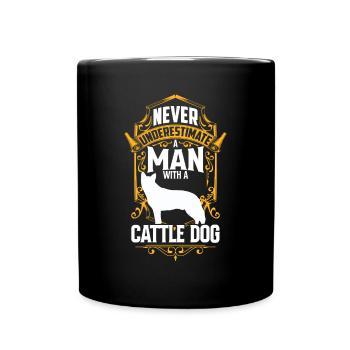 Underestimating Man with Australian Cattle Dog - Full Colour Mug - black - Front