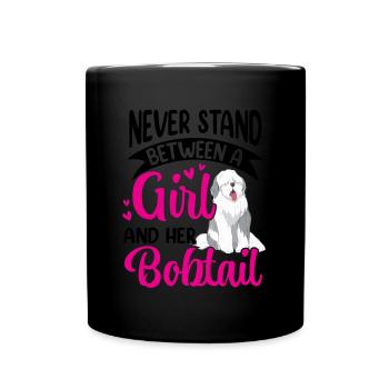 Girl and her Bobtail Old English Sheepdog - Full Colour Mug - black - Front