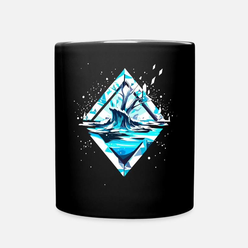 Schnee Eiskristall Winterlandschaft - Tasse einfarbig - Schwarz