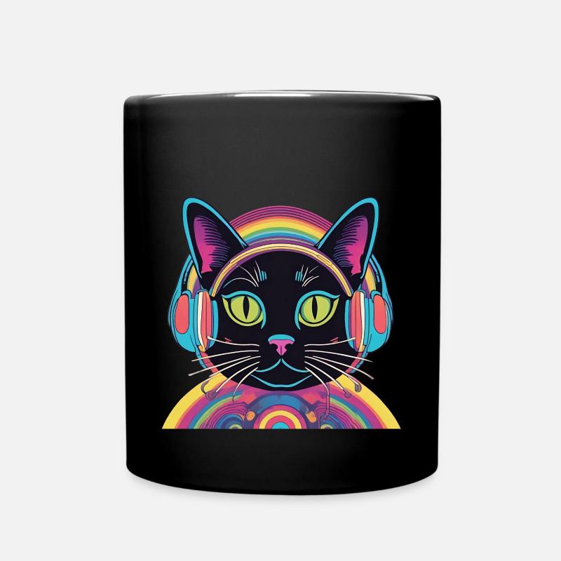 Cosmic Groove Cat - Tasse einfarbig - Schwarz